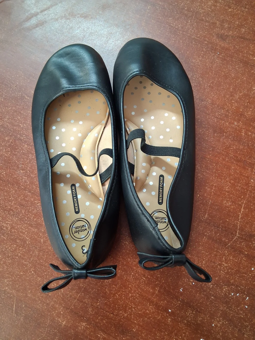 wonder nation Black Bow-Accent Mary Jane Flats